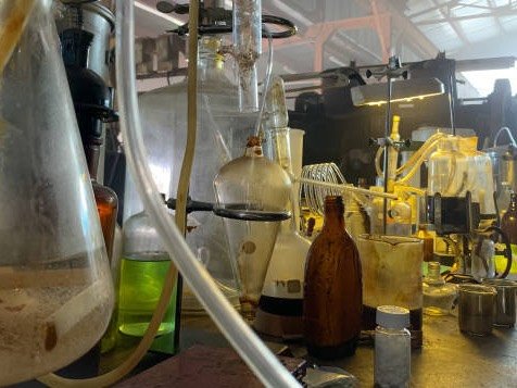 Contaminated equipment left behind in a clandestine drug lab