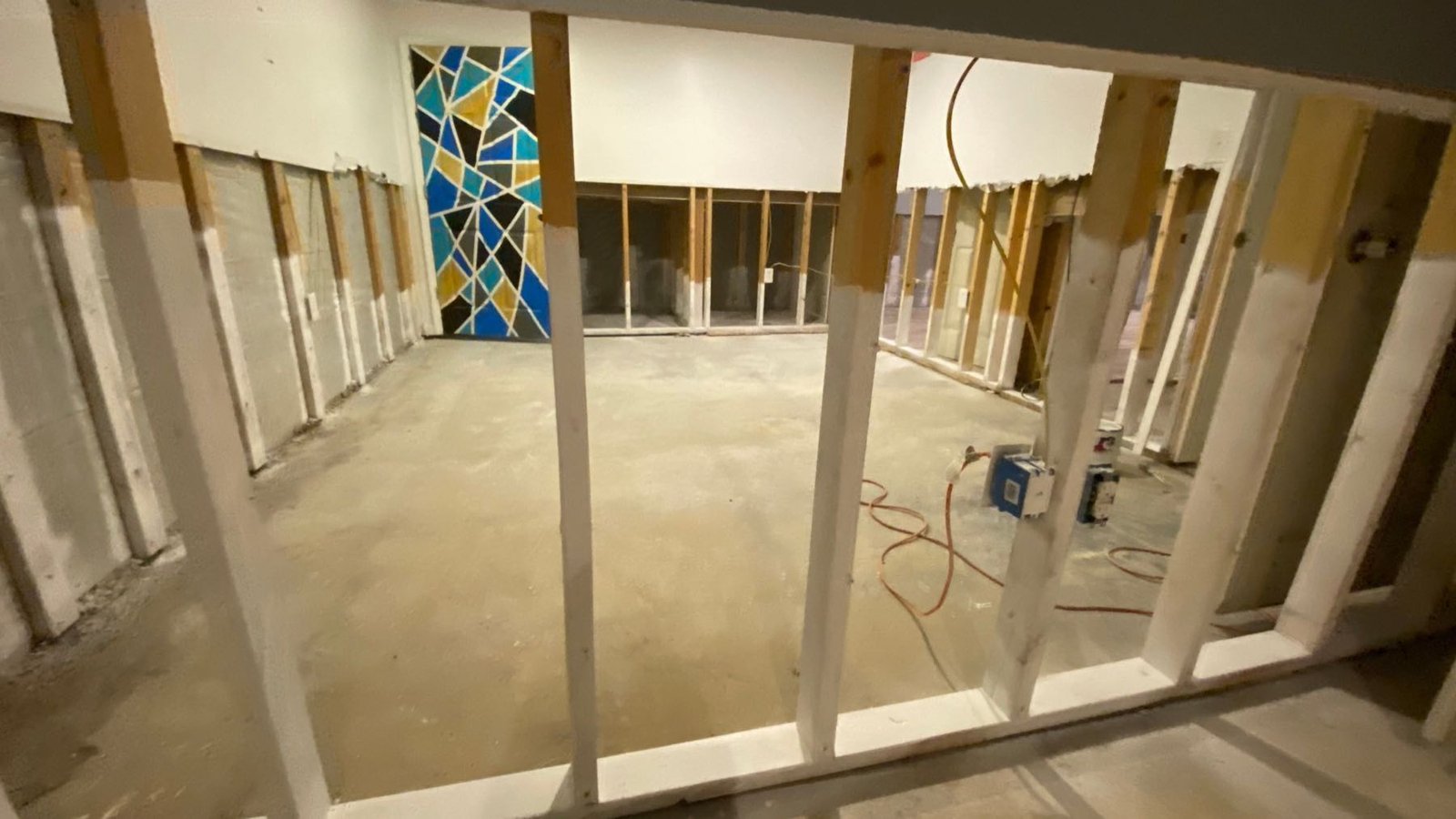 Mold remediation and encapsulation work in progress on interior framing