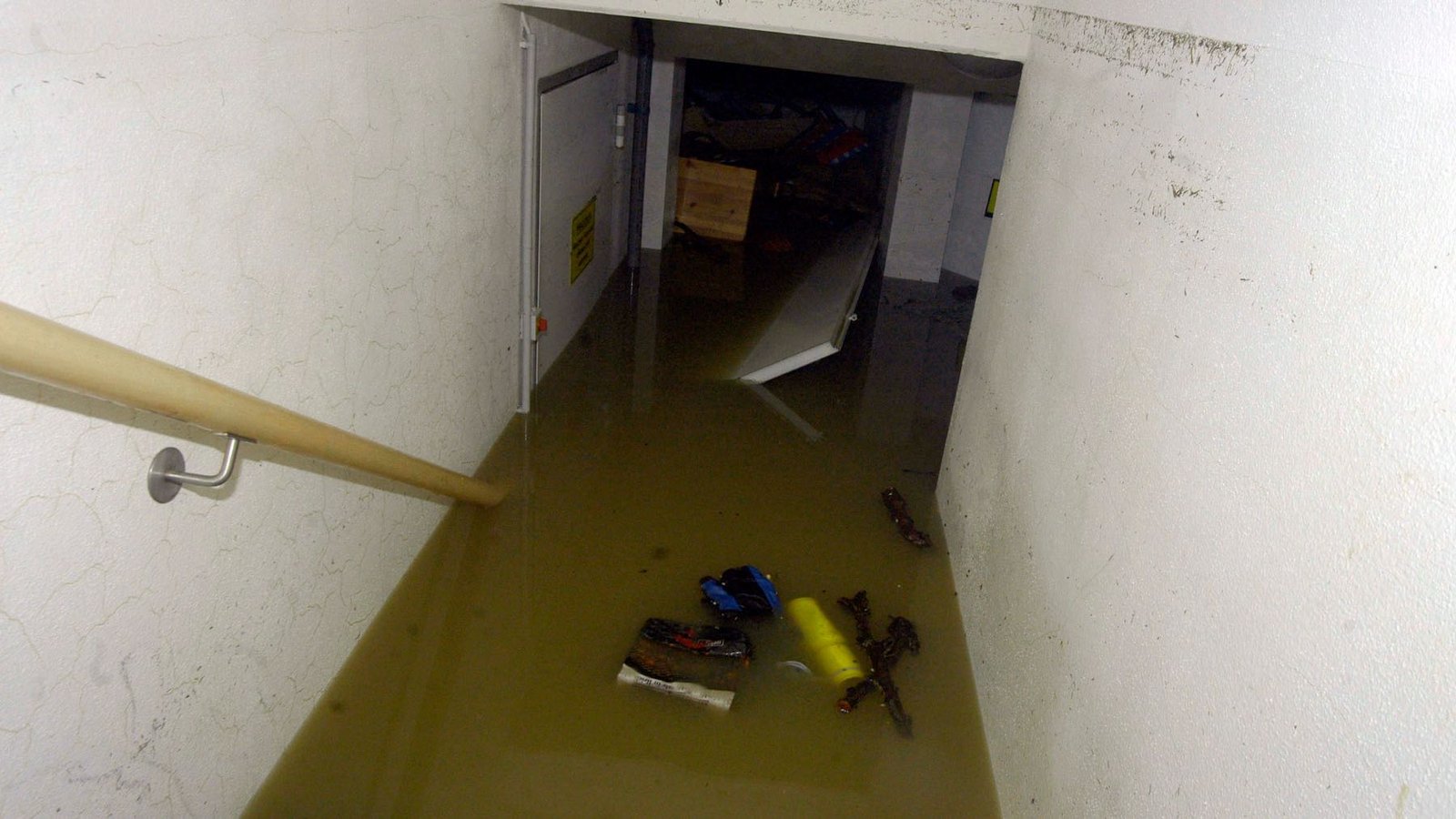 Sewage backup cleanup and disinfection of an affected lower level